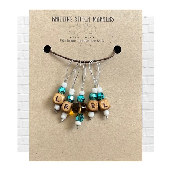 Knitting Stitch Markers Handmade Beaded Large Needles Left Right Increase Set 5 - Picture 1 of 4